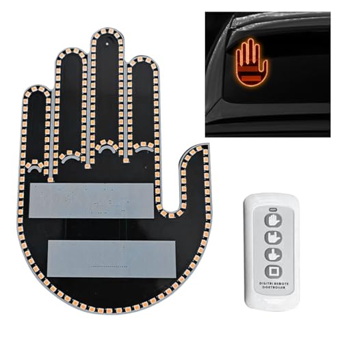 LED Hand Gesture Light for Car 3 In1 Car Sign Finger Light with Remote Control Funny Back Window Sign Light Accessories for Cars Trucks Car Gadgets & Road Rage Signs No Battery