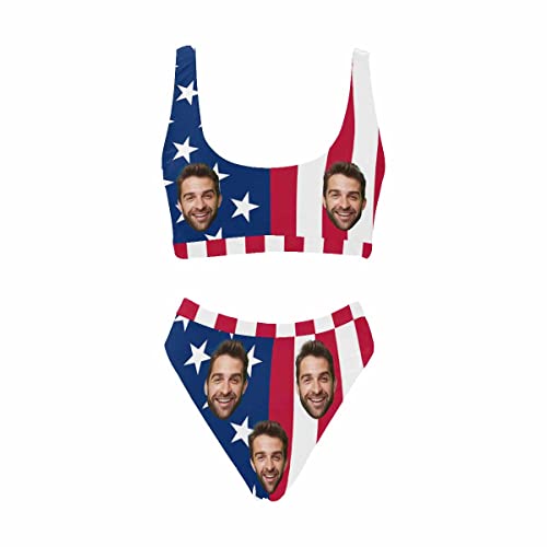 Custom Face Swimsuits with Flag for Women Personalized Photo Bathing Suits Customized One Piece Swimwear4