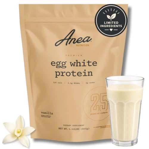 Image of Anea Protein Powder, Egg White Protein Powder, Complete Amino Acids, Egg Whites, No Artificial Sweeteners, Gluten Free, Dairy Free, Soy Free, Vanilla Flavor, Informed Choice Certified, 20 Servings