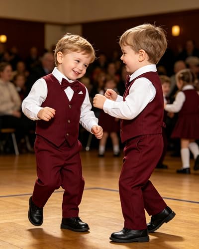 Image of SANGTREE Boys Suit Cotton Linen Formal Set Baby Boy Dress Clothes Gentleman Wedding Ring Bearer Outfits, 3 Months - 9 Years