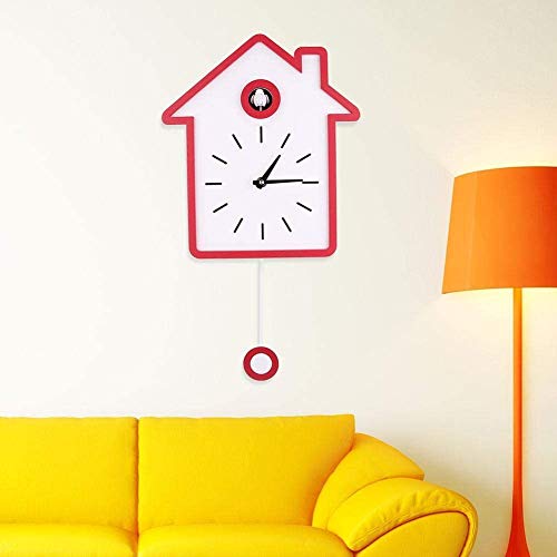 CYHY Reloj de Cuco, diseño de la Pared para Colgar Estilo nórdico, Sencillo y Moderno Informe de la decoración en el salón Oficina en casa Escuela Aula,Red