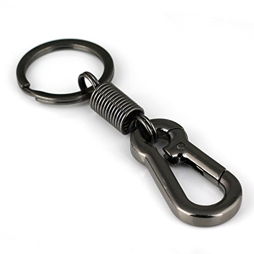 Image of maycom Retro Style Simple Strong Carabiner Shape Keychain Key Chain Ring Keyring Keyfob Key Holder (Black)