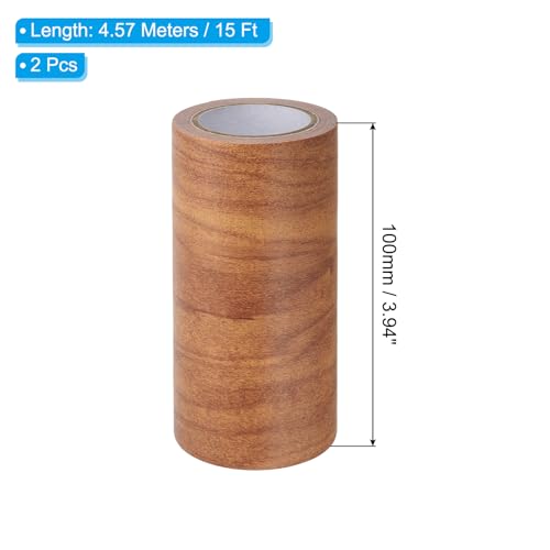 Image of PATIKIL Wood Grain Repair Tape 4 inch x15ft,2 Pcs Self Adhesive Realistic Textured Repair Tape Patch for Floor Door Table Cabinets Desk,Wheat Maple