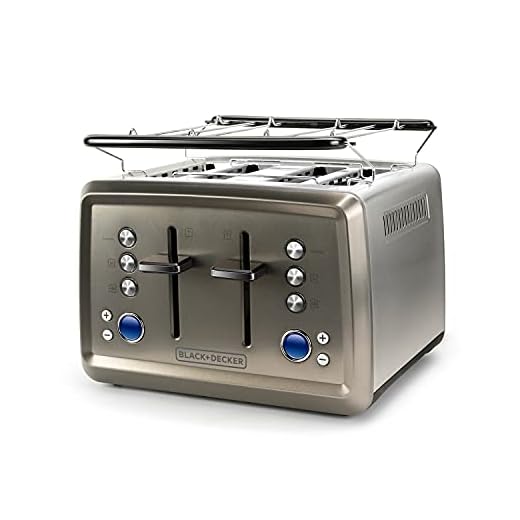 BLACK+DECKER BXTO1960E - Tostador, 1960W, control digital nivel tostado, 6 niveles, 4 ranuras, funciones: stop, recalentar y descongelar, sistema auto centrado, estructura calienta bollos