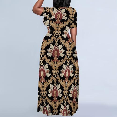 Image of PinkPatty Plus Size Maxi Dress for Women Summer Casual Short Sleeve Tshirt Dresses with Pockets (XL-6XL)