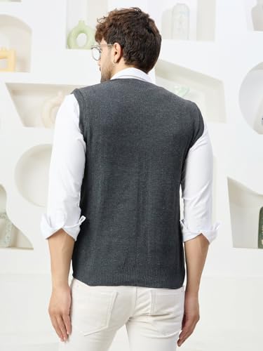 Image of Kvetoo V Neck Sleeveless Winter Wool Sweater for Men