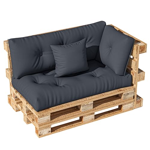 LELEFIDO Coussin Palette 4 Pièces – Assise 120×60, Dossier 120×40, Coussin d’Angle 40×40, Déco Coussin40×40 – Coussins Palette Confortables pour...
