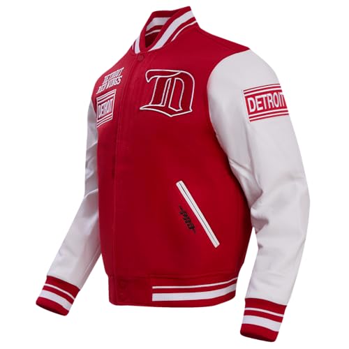 Pro Standard MENS NHL DETROIT RED WINGS RETRO CLASSICS VARSITY JACKET RED/WHITE XL - Image 3