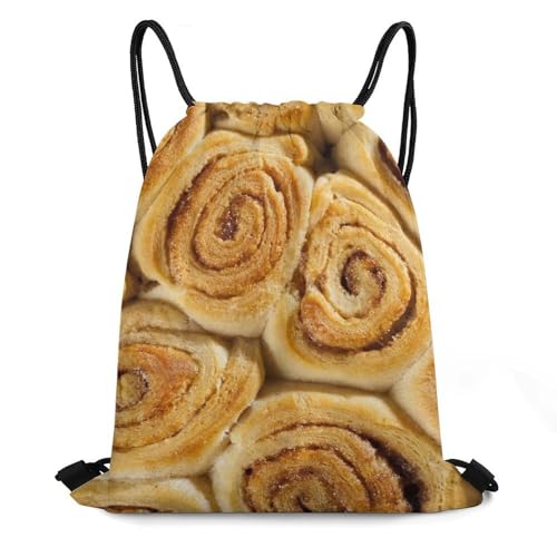 HYDJLXA Cinnamon Roll Sports Drawstring Pocket Made of Coarse Cotton Fabric with A Special Rope That Is Sturdy And Durable
