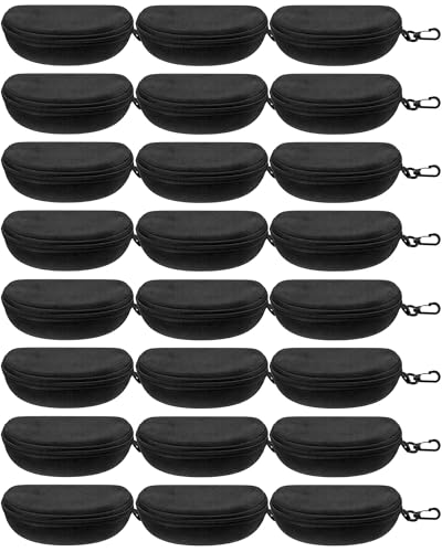 Image of Treela 24 Pcs Sunglasses Case Portable Travel Hard Shell Zipper Frame Summer Eyeglasses Case with Plastic Hook for Women Men