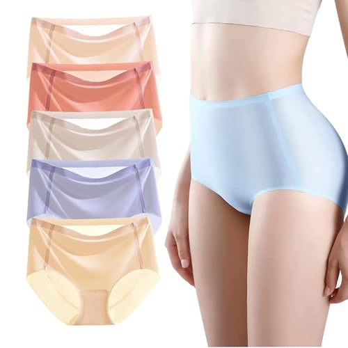 CTLTSRX Ropa Interior Ultrafina de Seda de Hielo Que no Deja Marcas, Bragas sedosas sin Costuras Que no dejan Marcas, Bragas de Seda de Hielo de Verano (M,5 pcs C)