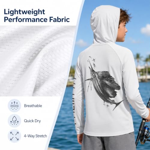 Image of Palmyth Boys Fishing Shirt UPF 50+ Youth Long Sleeve Shirts with Hooded