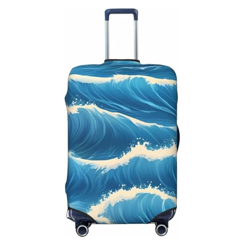 Blue Ocean Wavy Seascape Print Fashionable Suitcase Cover Personalized Luggage Protector for Travel and Business