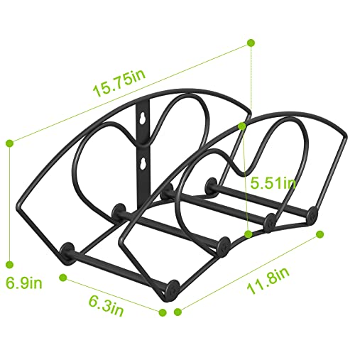 Vygrow Hose Holder Wall Mount, Heavy Duty Garden Hose Holder, Solid Metal Hose Hanger Holds Up To 150Ft, Decorative Water Hose Holder For Outside Yard, Durable Garden Hose Storage Hose Reel, Black #TOP4