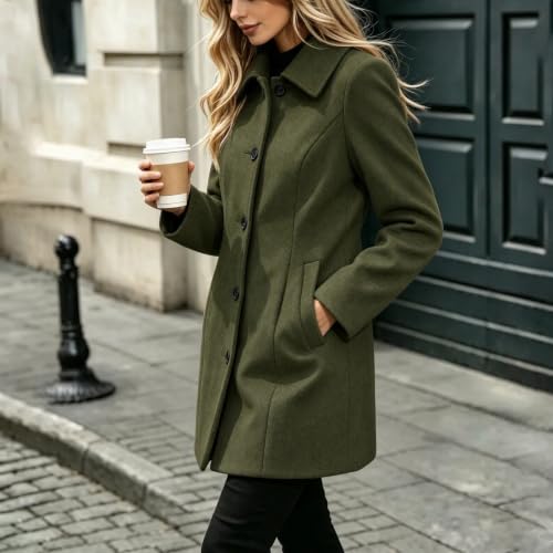 Trench Coat Women Lapel Single Breasted Mid Length Jacket Fall Winter - image 7