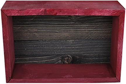 Wood/Wooden Shadow Box Display With Backing -16" x 6" - Two Tone - Barn Red/Ebony Black - Rustic Decorative Reclaimed Distressed Vintage Appeal