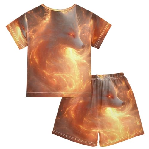 senya Short Sleeve Pajamas Sets Summer Cotton Sleepwear Fire Fox2