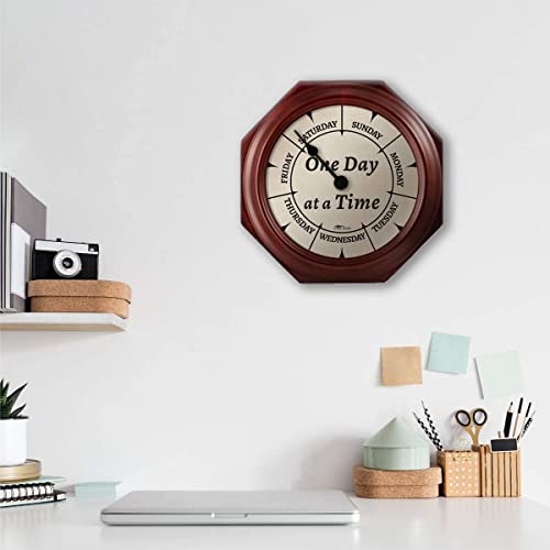 Dayclocks Day Of The Week Wall Clock With Solid Wood Frame – Calendar Day Clock – One Day At A Time – Ideal Retirement Gift For Men & Women – Mahogany, 10" #TOP5