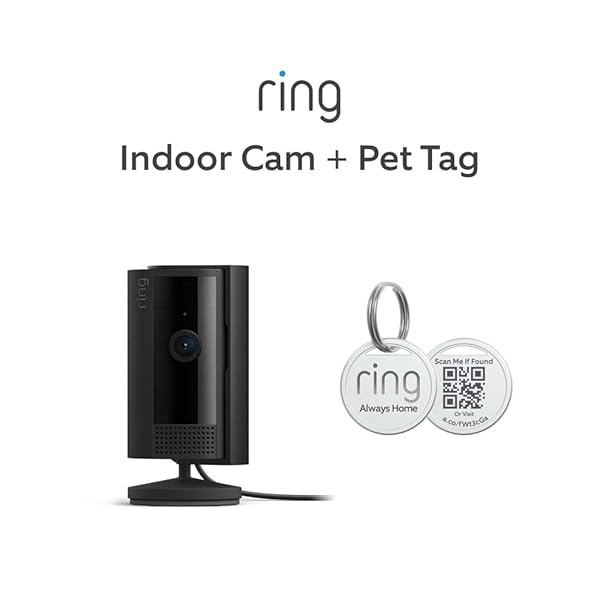 Ring Indoor Cam (2nd Gen), Black with Ring Pet Tag