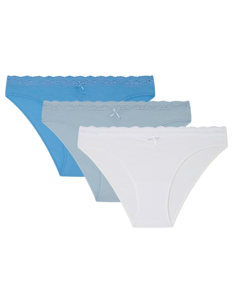 Women'secret Pack 3 Bragas Hipster Gallon Collection Brief, Bianco, M Donna