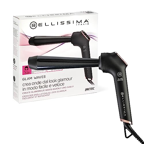 Bellissima Glam Waves, lokówka, stożkowy kształt, wyświetlacz, 5 temperatur, powłoka diamentowo-ceramiczna i keratynowa, stała temperatura, końcówka zapobiegająca oparzeniom, szybkie nagrzewanie