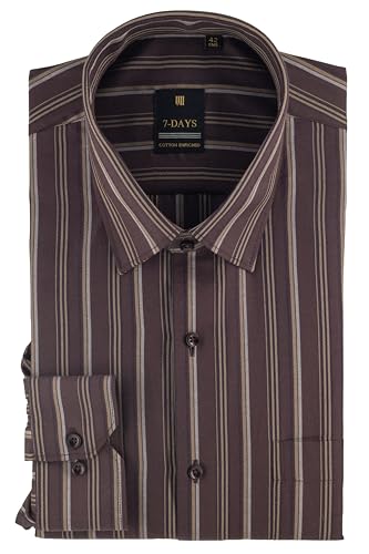 Image of 7-DAYS Men's Premium Striped Formal Shirt - Cotton Rich, Regular Fit, Full Sleeve, with Pocket, Wrinkle Resistant - Stylish Office & Everyday Wear.