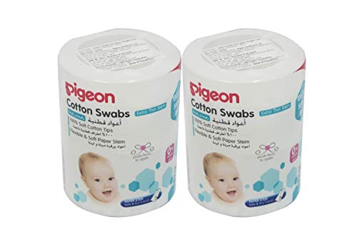 Image of Pigeon Thin Stem Cotton Swabs (200 Tips, Pack of 2)