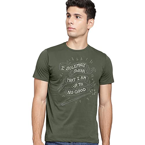 Image of Free Authority Harry Potter Printed Regular Fit Green Cotton Men's T-Shirt