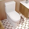 ELLAI Elongated Two Piece Toilets with 17" ADA Comfortable Chair Seat Height, Single Powerful Flush 1.28 GPF 12” Rough In White, 27.6"x14.4"x31.6"
