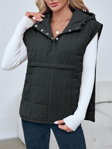 Saodimallsu Womens Quilted Puffer Vest Sleeveless Hoodies Fall Winter Tops with Kangaroo Pockets4