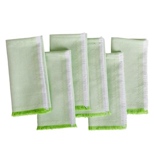 Servilletas de Tela Vintage con Doble Borla 18x18 Pulgadas Pack x6 miniatura 1