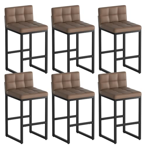Image of Bar Stools Set of 6, Modern Counter Height Barstools, Coffee