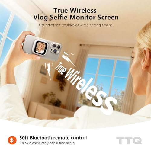 Image of 4K Vlog Selfie Monitor Screen, Ultra Vivid Phone Vlog Selfie Monitor, Bluetooth Remote Back Camera Monitor for Content Creator - Ivory