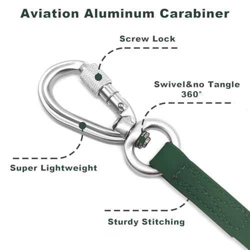 ZALER Long Dog Leash Waterproof Training Leashes 50ft 30ft 20ft 15ft 10ft 6ft, Odor Proof Recall Long Line Lead with Aviation Aluminum Carabiner Clip for Small, Medium, Large Dogs (30FT, Forest Green)