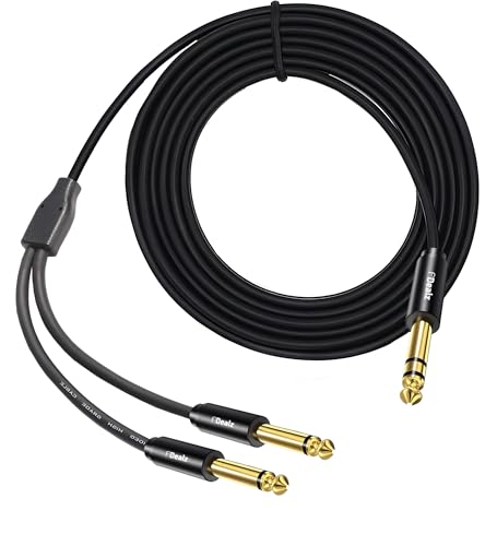 Image of [ 3 Meter ] 6.35mm Stereo to 2 Ports Mono 6.35mm Cable, 1 /4 inch TRS Stereo Y Splitter Insert Cable, Gold Plated Shell 6.35mm 1 /4 inch TRS Male to Dual 6.35mm 1 /4 inch TS Male Mono Cable