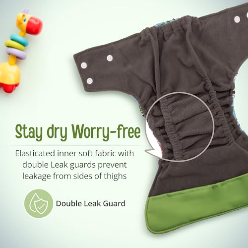 Image of LuvLap Reusable Baby Cloth Diaper, Double Leak Guard, High Absorption, Quick dry, Stain-Proof Comfort & Protection, 3m+, adjustable waist & height with snap buttons, Absorbent insert, blue panda