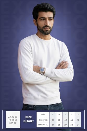Image of EXCELLO Men's Sweatshirt, 100% Cotton Feel, GSM 280, Premium Cotton, Biowash, Long Sleeve, Casual