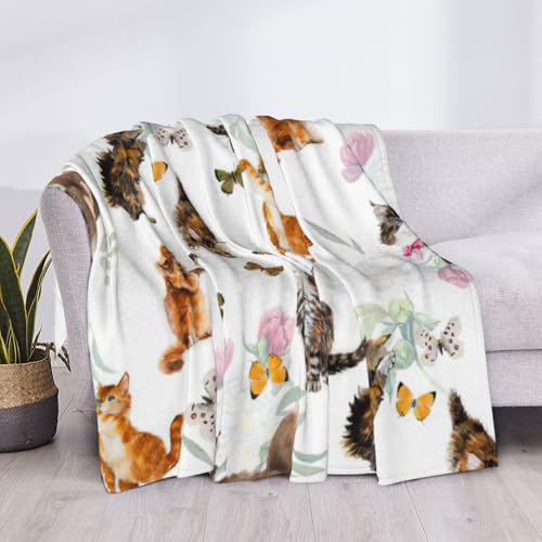 Couverture de lit EdWal microfibre chaton papillon légère - 6
