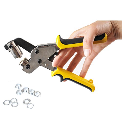 Portable Hand Press Grommet Tool Eyelet Press Hole Punch Tool for Vinyl Banner Sign Pilers with 500pcs Yellow Grommets
