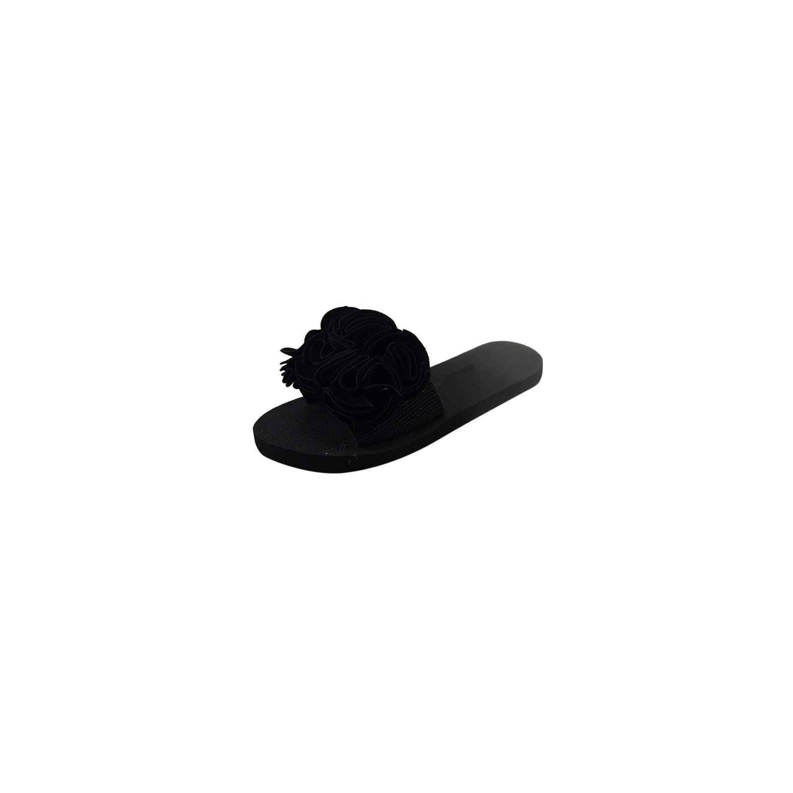Pantoufles à motif floral en cuir noir pour femmes taille 7.5 UK