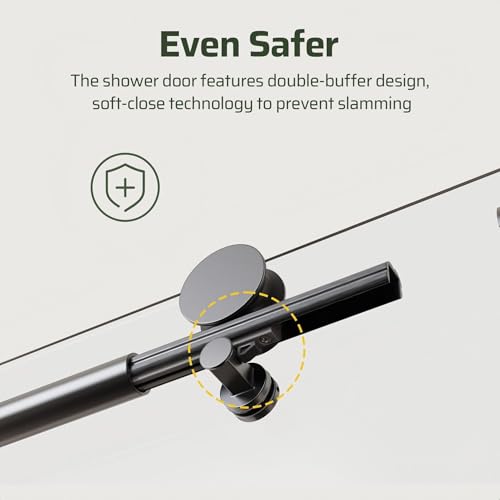 Image of 46-48 inch W x 76 inch H Frameless Sliding Shower Door, Bathroom Soft-Close Shower Glass Doors with 5 /16 inch (8mm) SGCC Tempered Glass and Stainless Steel Hardware, Reversible Installation, Matte Black