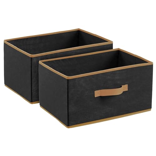 Image of Kuber Industries Foldable Boxes For Storage (Pack of 2) - Multipurpose Storage Organizer For Clothes | Wardrobe | Closet | Toys | Books | Socks - Undergarment Organizer Basket With Handle (Black)