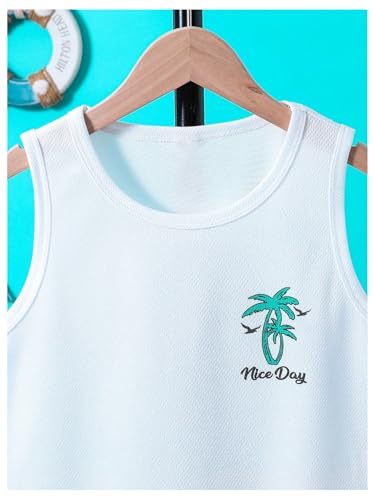 Image of Floerns Boys Boho Sleeveless Tank Top Tropical Print Shorts Set 2 Piece Outfit