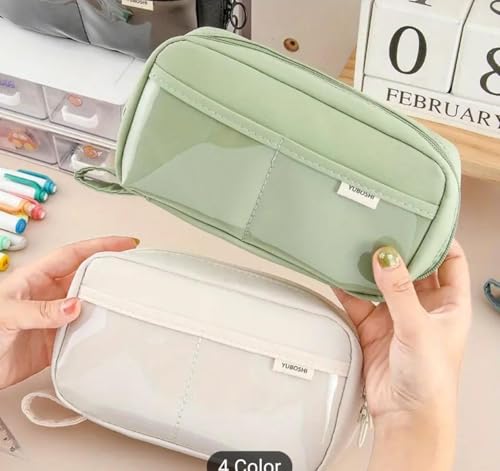 Image of EASTHILL Big Capacity Pencil Pen Case Office College School Large Storage High Capacity Bag Pouch Holder Box Organizer (Plastic, Sky Blue)