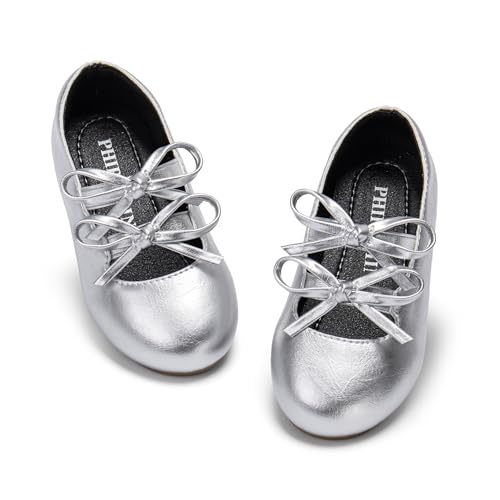 Image of PHIRAMIN Toddler Flower Girl Dress Shoes - Little Girl Mary Janes Flats Wedding
