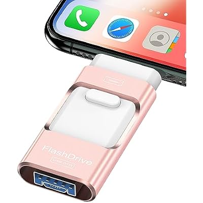 محرك أقراص فلاش لأجهزة iPhone 128 جيجابايت ، محرك أقراص الصور المصغرة USB Stick محركات أقراص USB عالية السرعة توسيع ذاكرة التخزين الخارجية لأجهزة iPhone / iPad / PC / الكمبيوتر المحمول ( Pink )