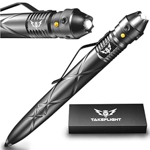TF TAKEFLIGHT Tactical Pen Multi-Tool – Self Defense, EDC LED Flashlight & Pen – Ideal for Military & Outdoor Survival Gear – Ultimate Gift for Him – Unique Pen Gift for Brother or Dad