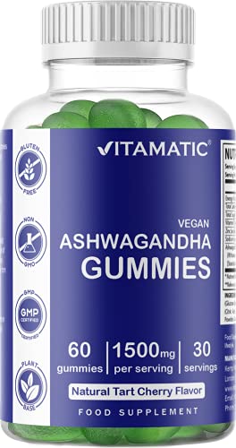 Vitamatic Ashwagandha Gummies 1500Mg Per Serving - 60 Vegan Gummies - 3% Withanolides