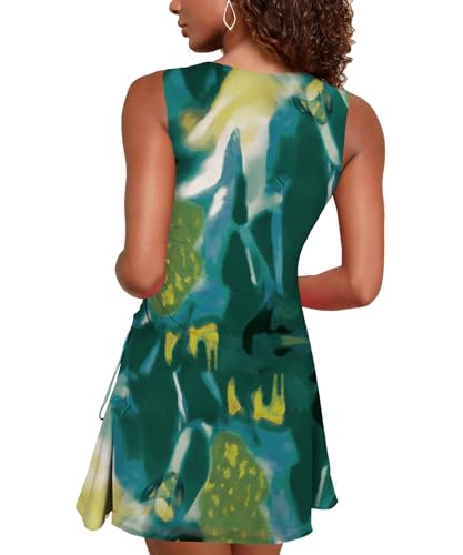 Image of Women's Sexy Mesh Square Neck Bodycon Mini Dress Ruched Drawstring Cocktail Party Club Going Out Short Dresses