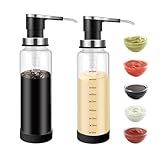 UCFBWO 2 dispensadores de bomba de salsa, 500 ml, color negro, bombas de acero inoxidable de grado alimenticio, control preciso para salsas, miel, jarabe, aceite, aderezos para ensaladas, a prueba de